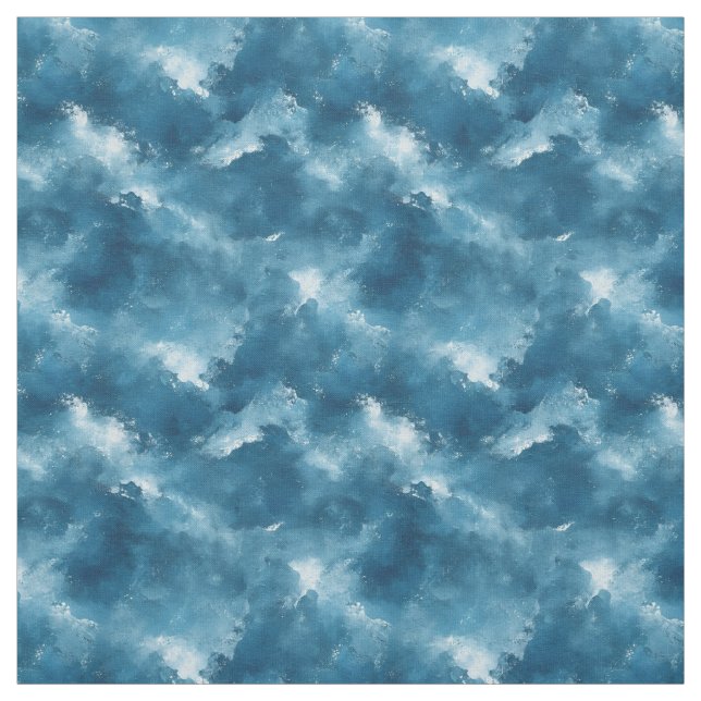 Blue & White Abstract Watercolor Fabric (Swatch)