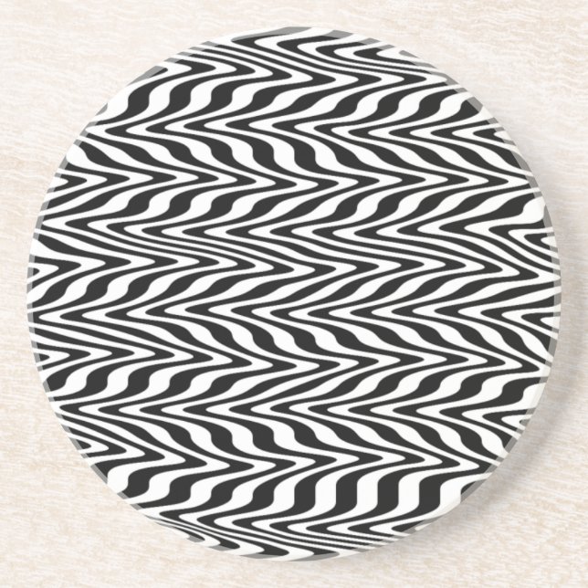 Blue & White Abstract Zig-Zag Coaster (Front)
