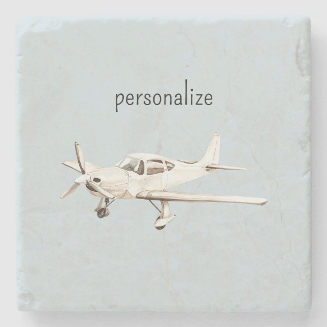 Blue White Aeroplanes Stone Coaster (Front)