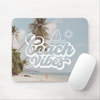 Blue White Aesthetic Beach Vibes Mouse Mat