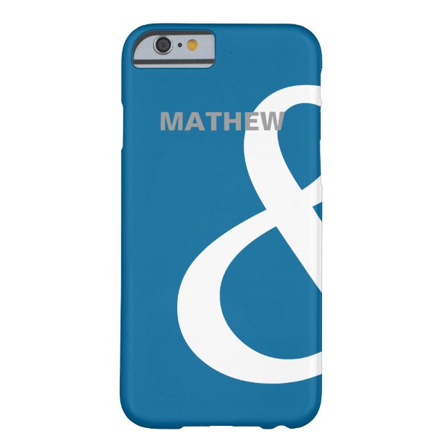 Blue White Ampersand Lovers Names Matching Left Case-Mate iPhone Case (Back)