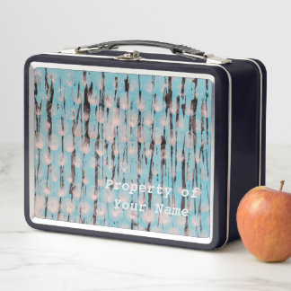 Blue, White, and Black Abstract Art Metal Lunch Box