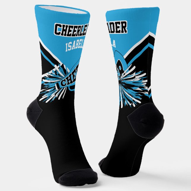 Blue, White and Black Cheerleader Socks (Angled)