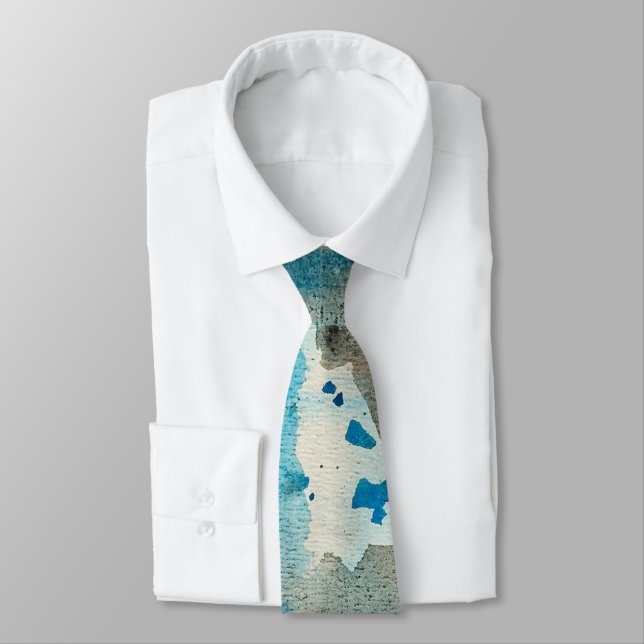 Blue White and Black Grunge Tie (Tied)