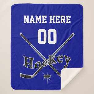Blue, White and Black Hockey Throw Blanket