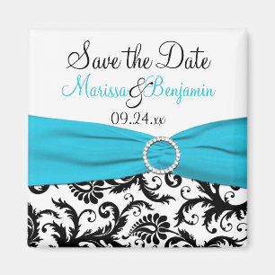 Blue, White, and Black Save the Date Magnet
