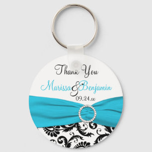 Blue, White, and Black Wedding Favour Key Chain