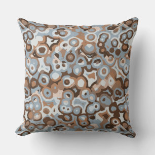 Blue White and Brown Geometric Abstract Cushion