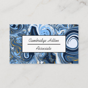 Blue, white and Gold Marble Swirls Business Business Card