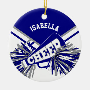 Blue, White and Grey Cheer for a Cheerleader 📣💖 Ceramic Tree Decoration