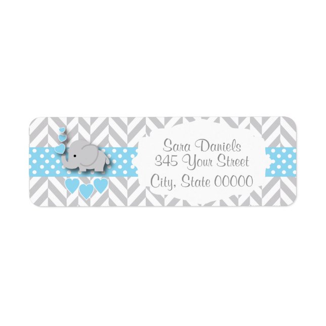 Blue, White and Grey Elephant Baby Shower (Front)