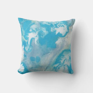 Blue White and Grey Marble Pattern Cushion