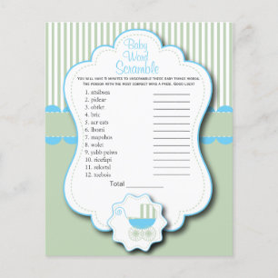 Blue, White and Mint Green  Baby Shower - Scramble Flyer