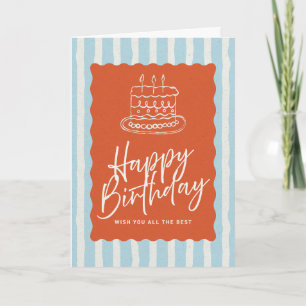 Blue & White and orange, Best Wishes Card