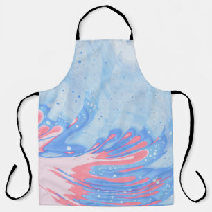 BLUE WHITE AND RED ABSTRACT PAINTING APRON