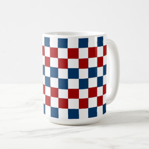 Blue, White and Red Chequered Mug