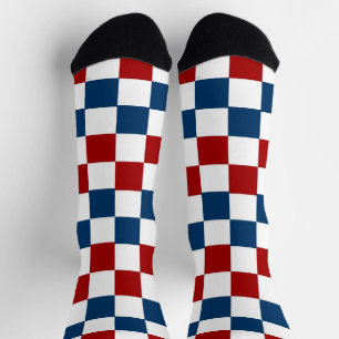 Blue, White and Red Chequered Socks