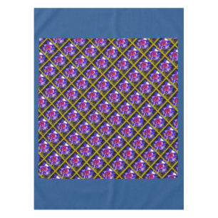 Blue white and Red with gold line table cloth
