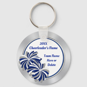 Blue, White and Silver Custom Cheerleader Gifts Key Ring