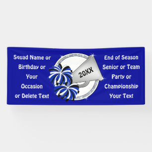 Blue, White and Silver Gray Cheerleading Banners