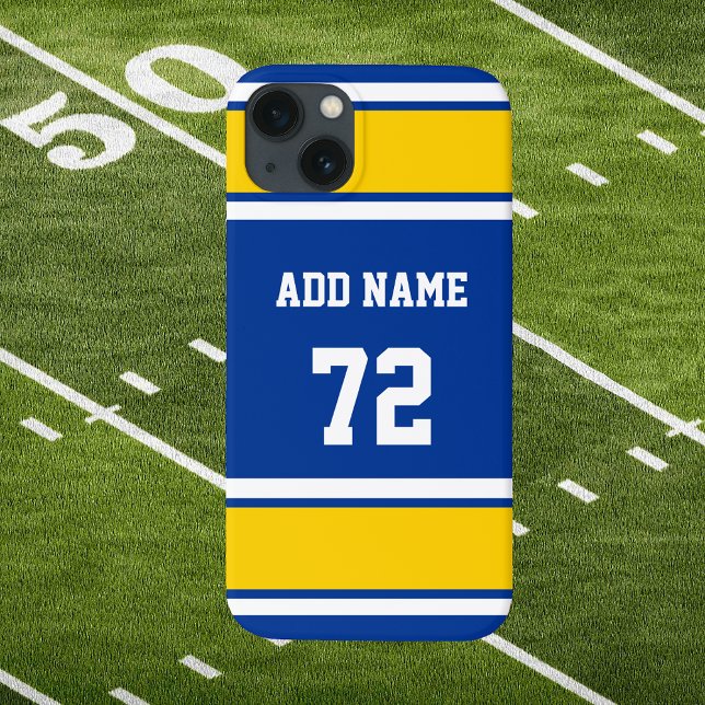 Blue White and Sol Yellow Sports Stripe  Case-Mate iPhone Case (Blue White and Sol Yellow Sport Stripes Phone Case. Customize It!)