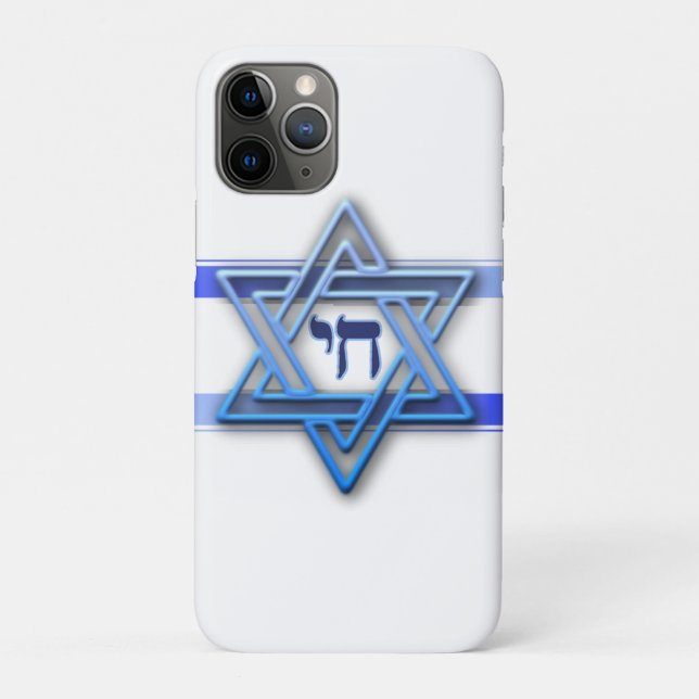 Blue White and The Star of David Case-Mate iPhone Case (Back)