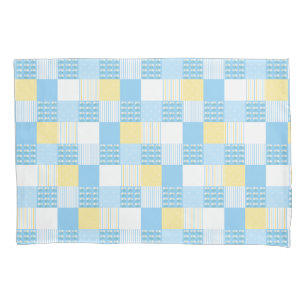 Blue white and yellow daisy quilt   pillowcase