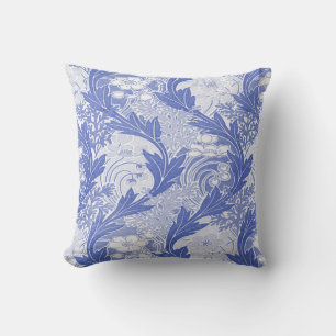 Blue/White Art Nouveau Floral Decor Pillow