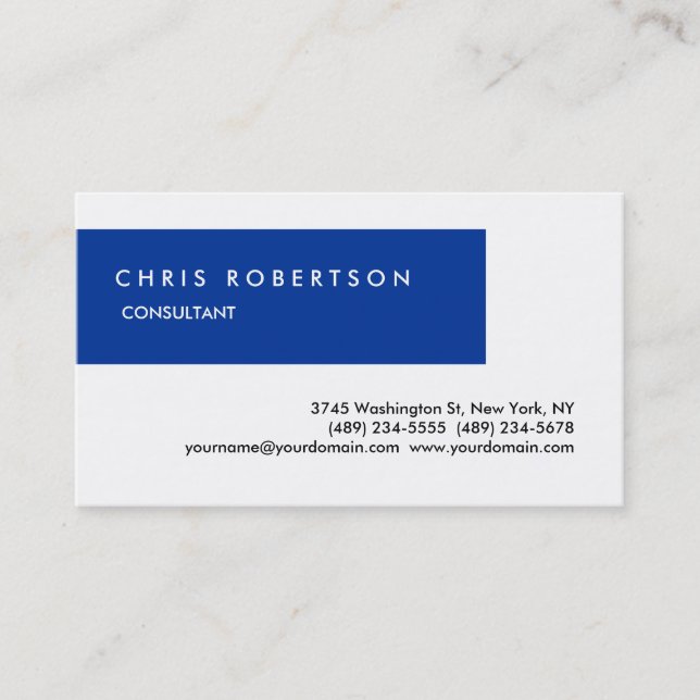 Blue White Attractive Charming Business Card (Front)