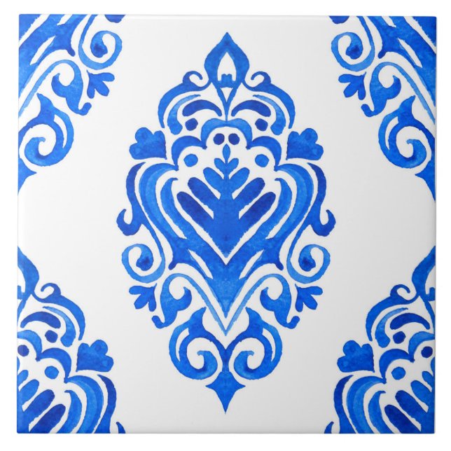 Blue white azulejos Spanish mediterranean tile art (Front)