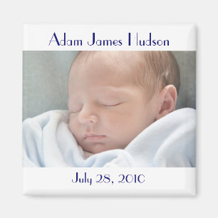 Blue & White Baby Birth Magnets