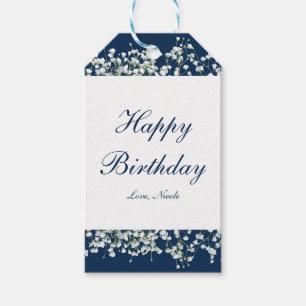 Blue & White Babys Breath Floral Gift Tag