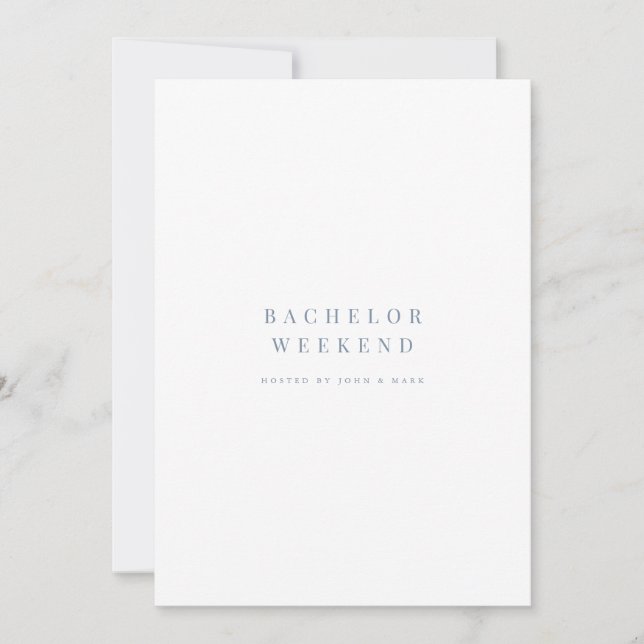 Blue & White Bachelor Weekend Invitation Card (Front)