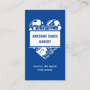 Blue White Baker Bakery Cakes Cookies Pastry Chef Business Card