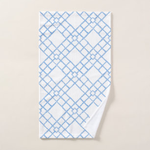 Blue & White Bamboo Lattice Preppy Bath Decor Hand Towel