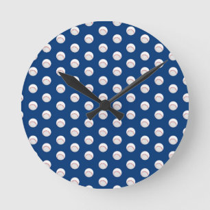 Blue White Baseball Sport Players Ball Red Round Clock