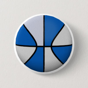 Blue & White Basketball: 6 Cm Round Badge