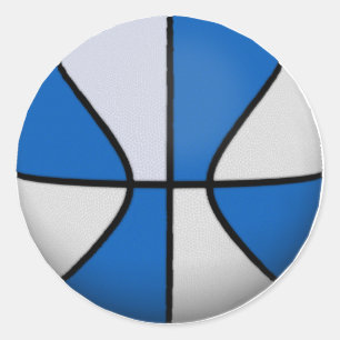 Blue & White Basketball: Classic Round Sticker