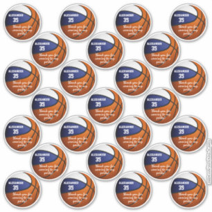 blue white basketball party thank you set of 25