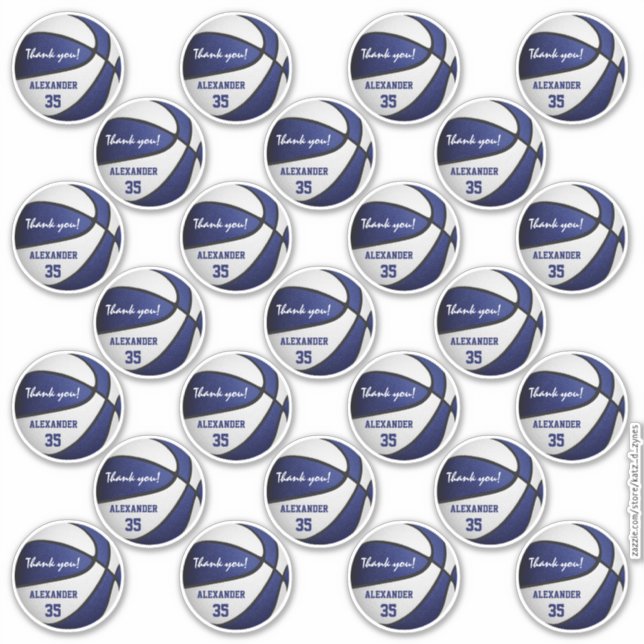 blue white basketball party thank you set of 25 (Front)