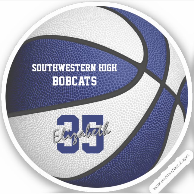 blue white basketball team party favours (Front)