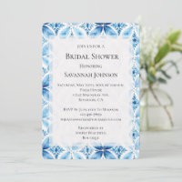 Blue White Batik Floral Bridal Shower