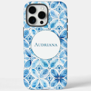 Blue White Batik Floral iPhone 16 Pro Max Case