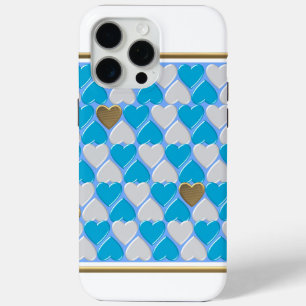 Blue, white Bavarian pattern. iPhone 15 Pro Max Case