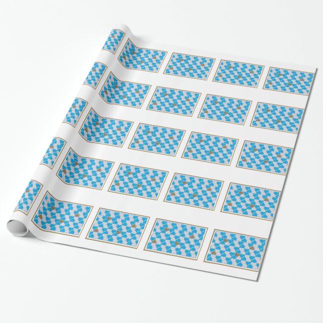 Blue, white Bavarian pattern. Wrapping Paper (Unrolled)