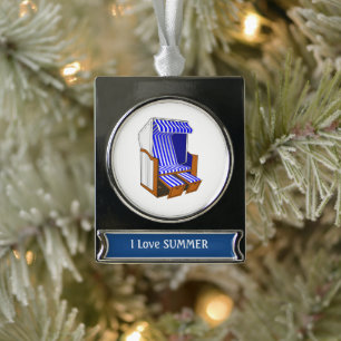 Blue & White Beach Chair Themed Summer Ornament