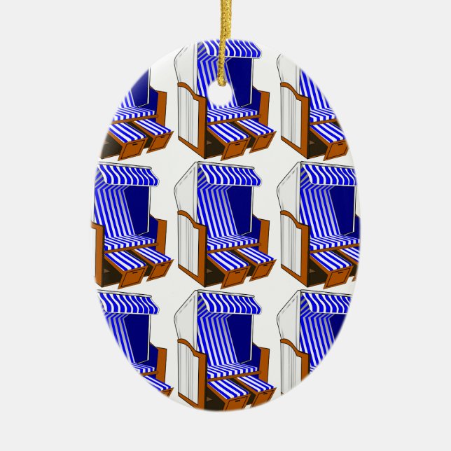 Blue & White Beach Chairs Themed Ornament (Front)