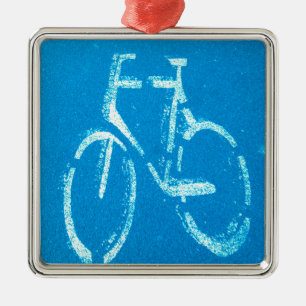 Blue White Bicycle,  Cycling Bicycles Sign Metal Tree Decoration
