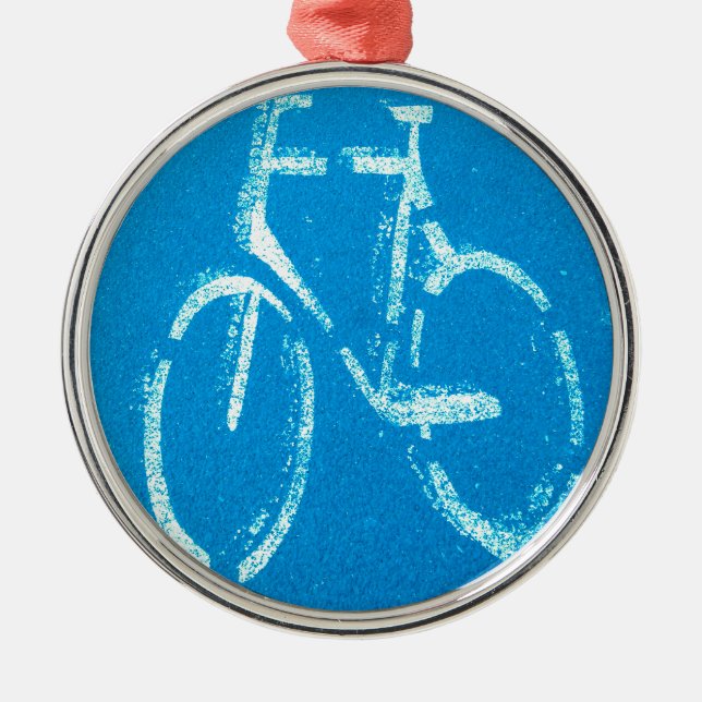 Blue White Bicycle Metal Tree Decoration (Front)