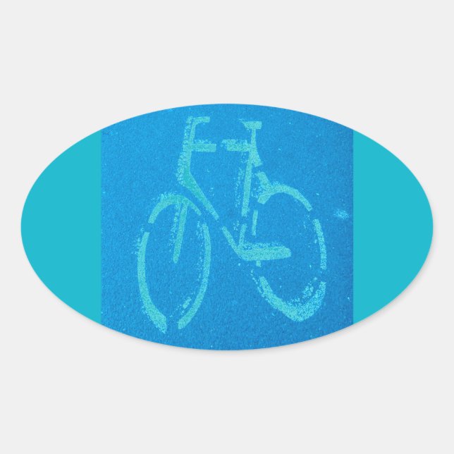 Blue White Bicycle Oval Sticker (Front)
